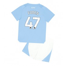 Manchester City Phil Foden #47 Hjemmedraktsett Barn 2023-24 Kortermet (+ Korte bukser)